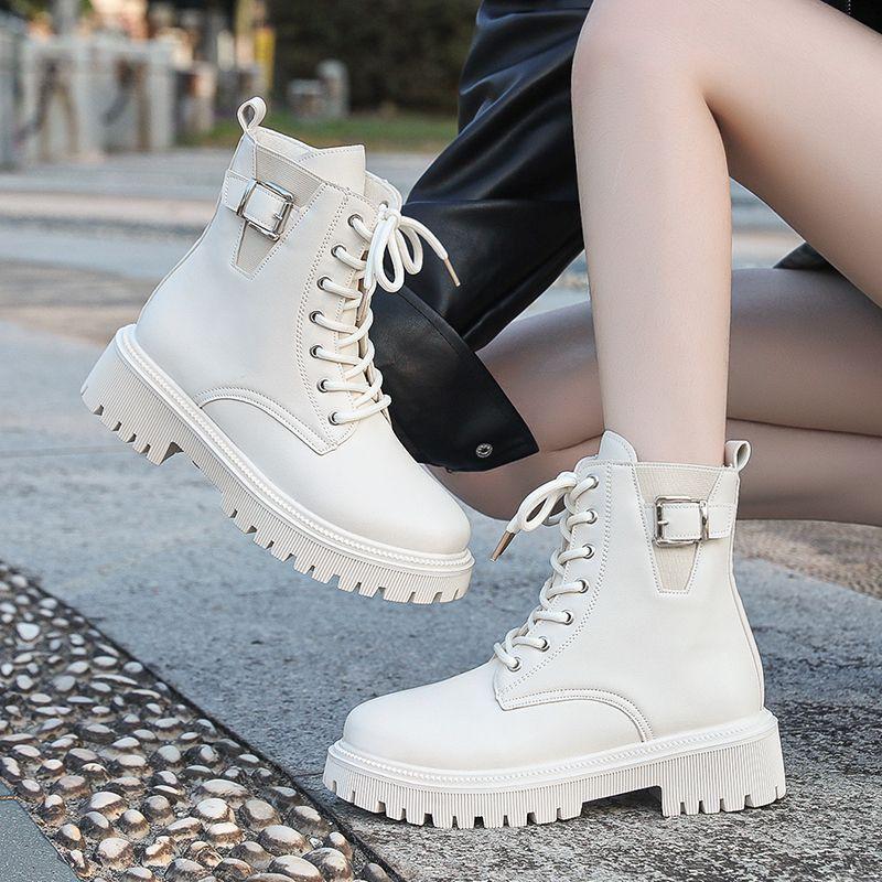 Retro temperament fashionable platform lace-up short boots 2025 autumn and winter new fashionable versatile side zipper Martin boots women