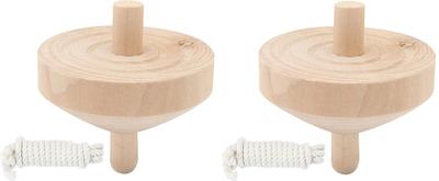Ikeda Kougyo-sha Wooden Craft Top with String, 45680, Set of 2