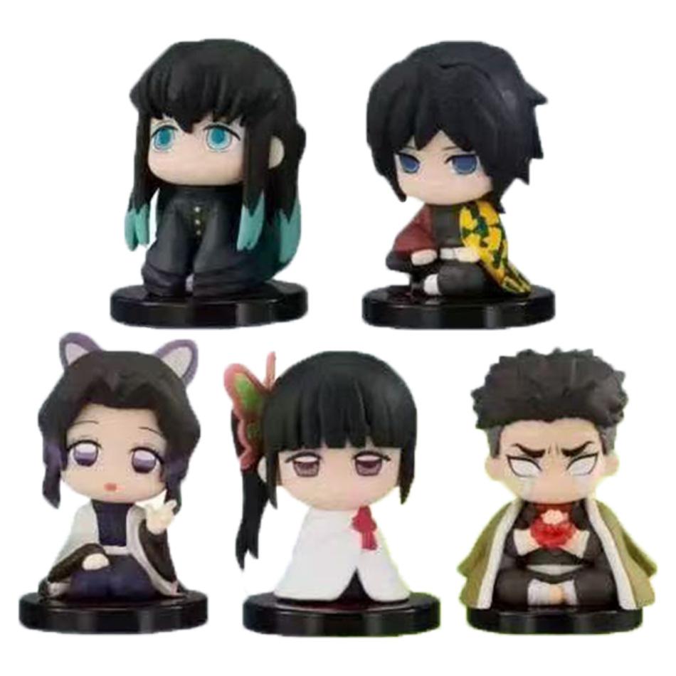 Model Doll Gifts Demon Slayer Figure Toy Anime Kimetsu No Yaiba Q Version Sitting Tanjiro Nidouzi Inosuke Zenizu PVD Figurine