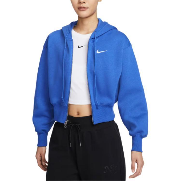 Nike Felpa con cappuccio da donna Sportswear Phoenix Fleece, vestibilità ampia, corta, con zip intera HJ0941-480