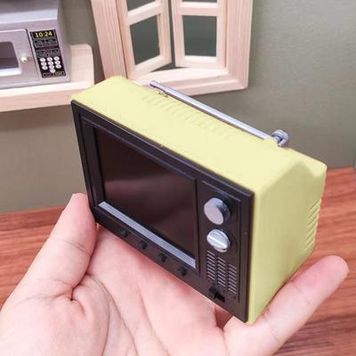 1:12 Bebek Evi Minyatür TV Oynatılabilir Video Mini Televizyon Modeli Oturma Odası Ev Aletleri Dekor Oyuncak Bebek Evi Aksesuarları