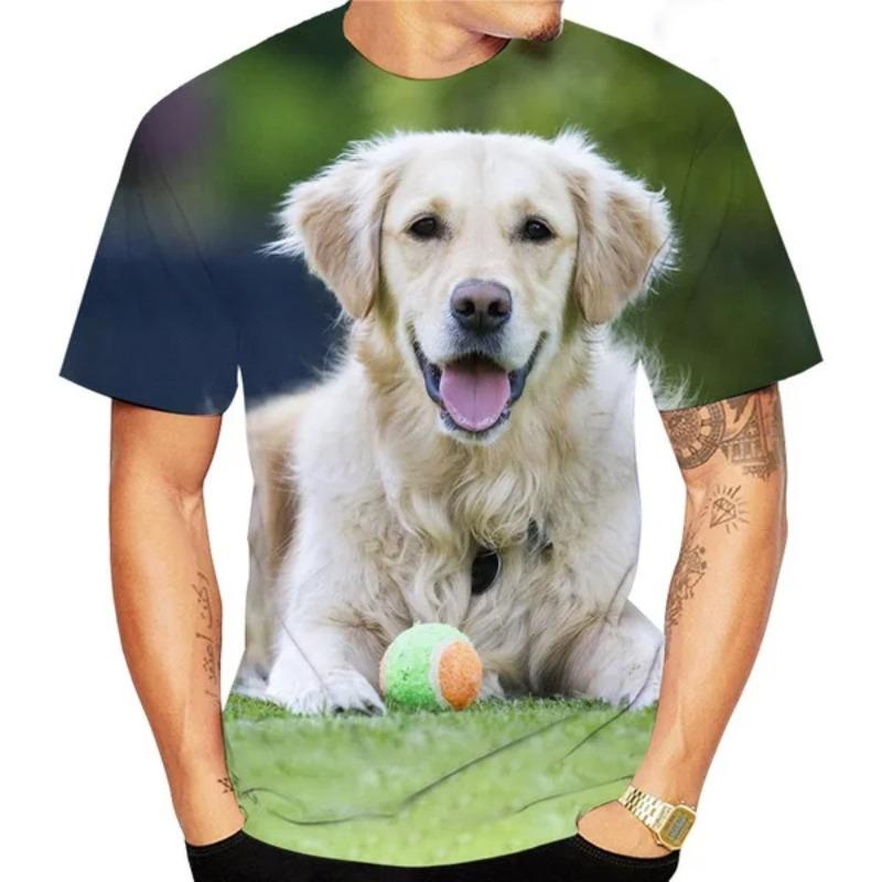 Animal Cute Golden Retriever 3D Print T-Shirts Summer Men Women Short Sleeve T Shirt Oversized Harajuku Tees Tops Kids Clothing