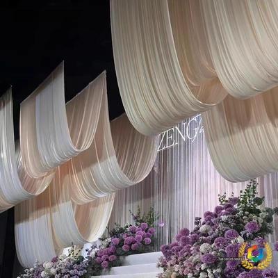 Tessuto elasticizzato in seta di latte con drappeggio per decorazione nuziale - Colore Caffè, Stile Coreano Serie Yue