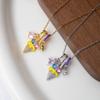 Colorful Ice Cream Necklace Stainless Steel Enamel Pendant Flower Zircon Necklace Jewelry Gift