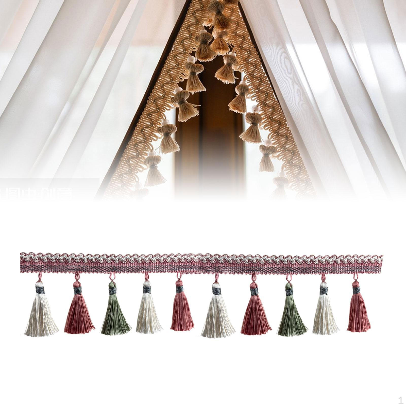 

Long Fringe Trim Polyester Chainette Tassel Lace for Lamp Shade DIY рожевий