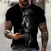 2021 Summer Men Tee 3D Printing Hot Cartoon Animal Lion Pattern T-shirt Casual Street Trend Short-Sleeved Loose Oversized Top