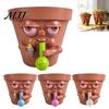 Garden Supplies Funny Face Planter Pot, Quirky Resin Head Flowerpot, Small Cactus Drainage Hole Flower Pot Plant Container with for Indoor Outdoor