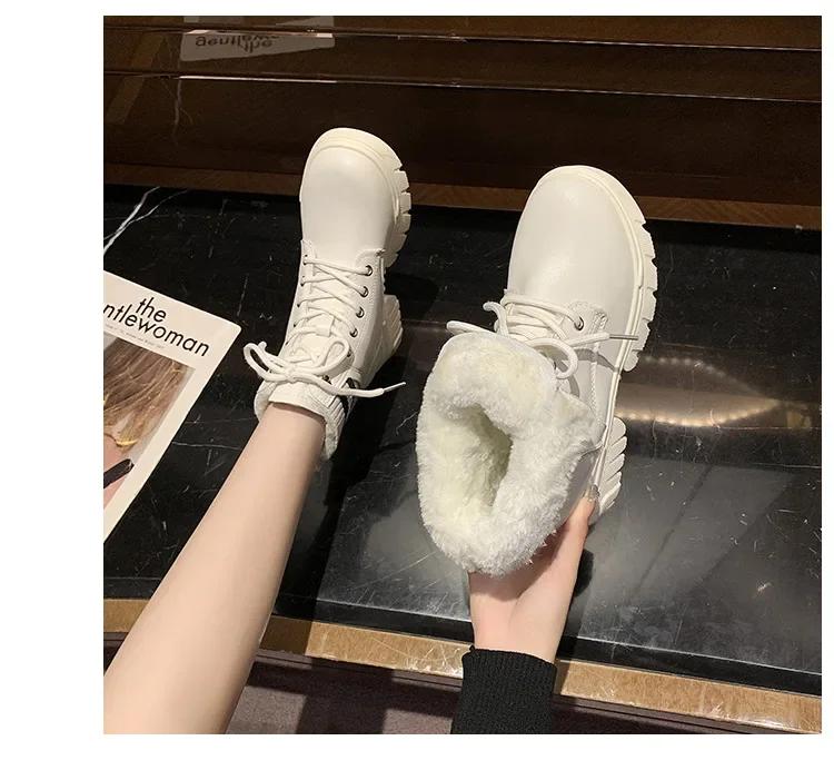 Fashion Snow Cotton Boots Women's 2025 New Casual Versatile Autumn and Winter Cotton Shoes Velvet Warm Thickened Short Boots