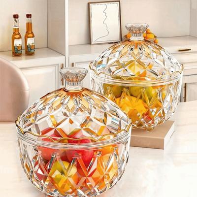Moisture-Proof Transparent Candy Jar Elegant Style Fruit Storage Jar Crystal Snack Jar  Fruit Bowl