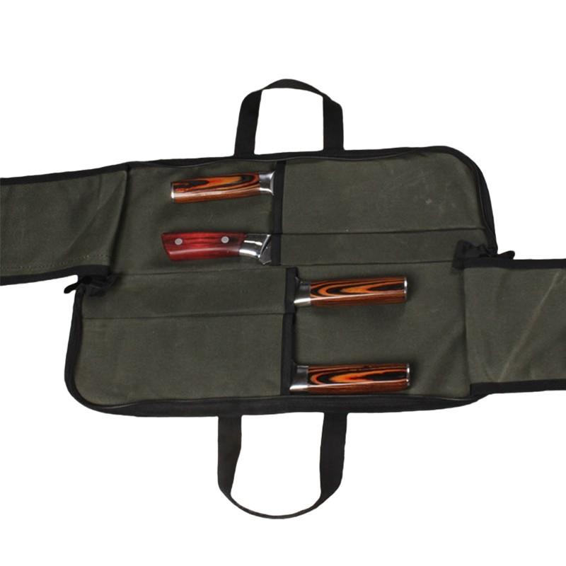 Portable Canvas Chef Knife Storage Bag Foldable Kitchenware Storage Bag Kitchen Knife Chef Toolkit Handheld Knife Cover