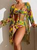 Summer Sexy Lace Swimsuit Sexy Three-piece Suit With Breast Pads Without Steel Support Mesh Skirt