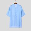 INCERUN Oversized Summer Men 3/4 Sleeve See Through Mesh Sheer Long Shirts Tops