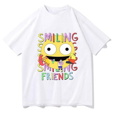 Smiling Friends Cartoon Print T-Shirt Bequeme Damen Damen Sommer T-Shirts Manga Lustige T-Shirts Grafik T-Shirts