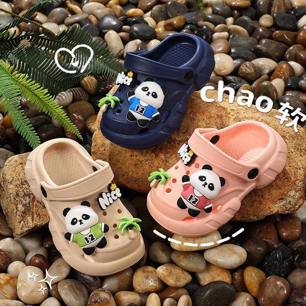 2026 New Summer Cartoon Panda Kids' Non-slip Crocs for Outdoor & Indoor Use