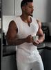 Herren Sommer Gestreiftes V-Ausschnitt Slim Fit Tanktop - Lässige Sport Fitness Weste
