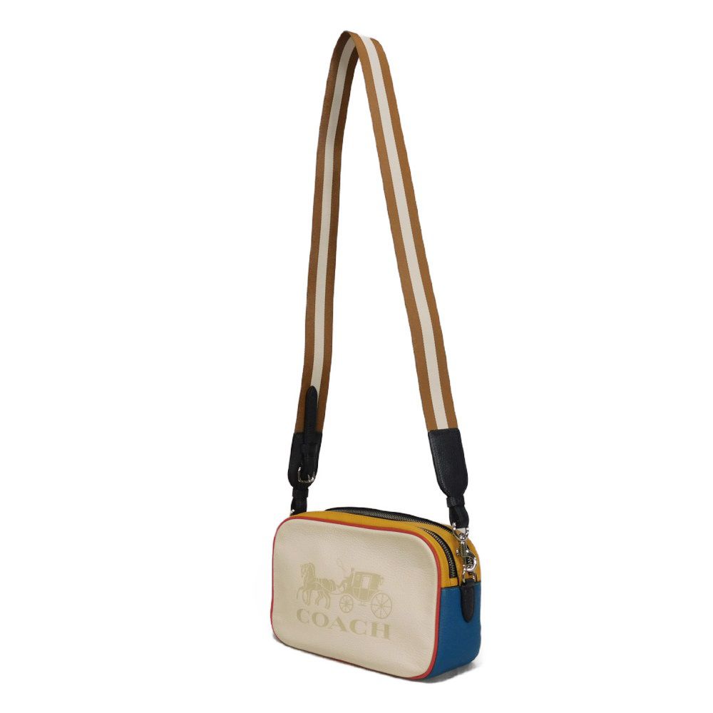 Used 9726 Jess Crossbody 3041 7921 Logo Embossed Multi Color Block Unused Horse and Carriage Chalk Unisex from Japan