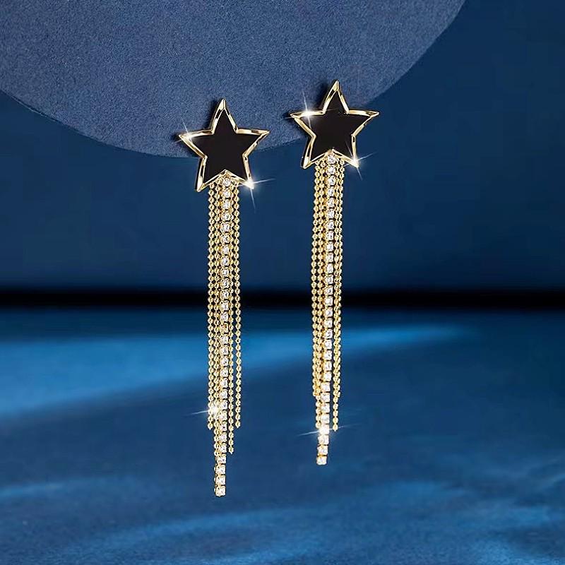 Elegant Black Butterfly Tassel Earrings - Sweet, Cool, and Versatile Design