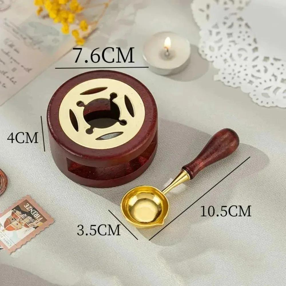Wax Seal Set Wax Seal  Melting Spoon Lacquer Furnace Lacquer Insulation Compact and Portable Vintage Solid Wood Fire Paint Seal