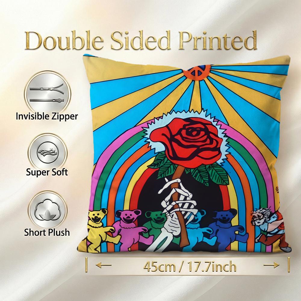 Grateful Dead Cushion Cover Cushion Cover Set 4Pcs 50X50 45X45 40X40 Pillowcase Decorative Sofa Home Decor
