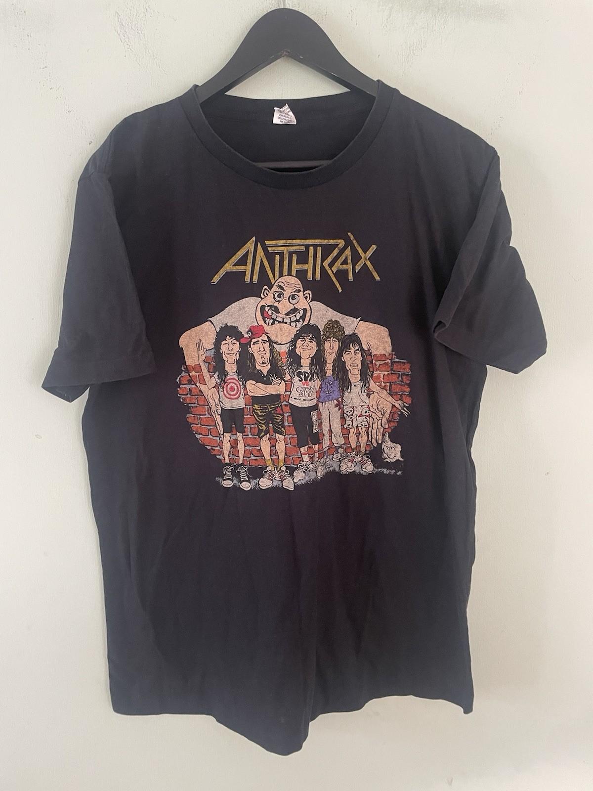 Vintage Anthrax Heavy Metal Band Merch T Shirt 80s 90s Large Single Stitch S