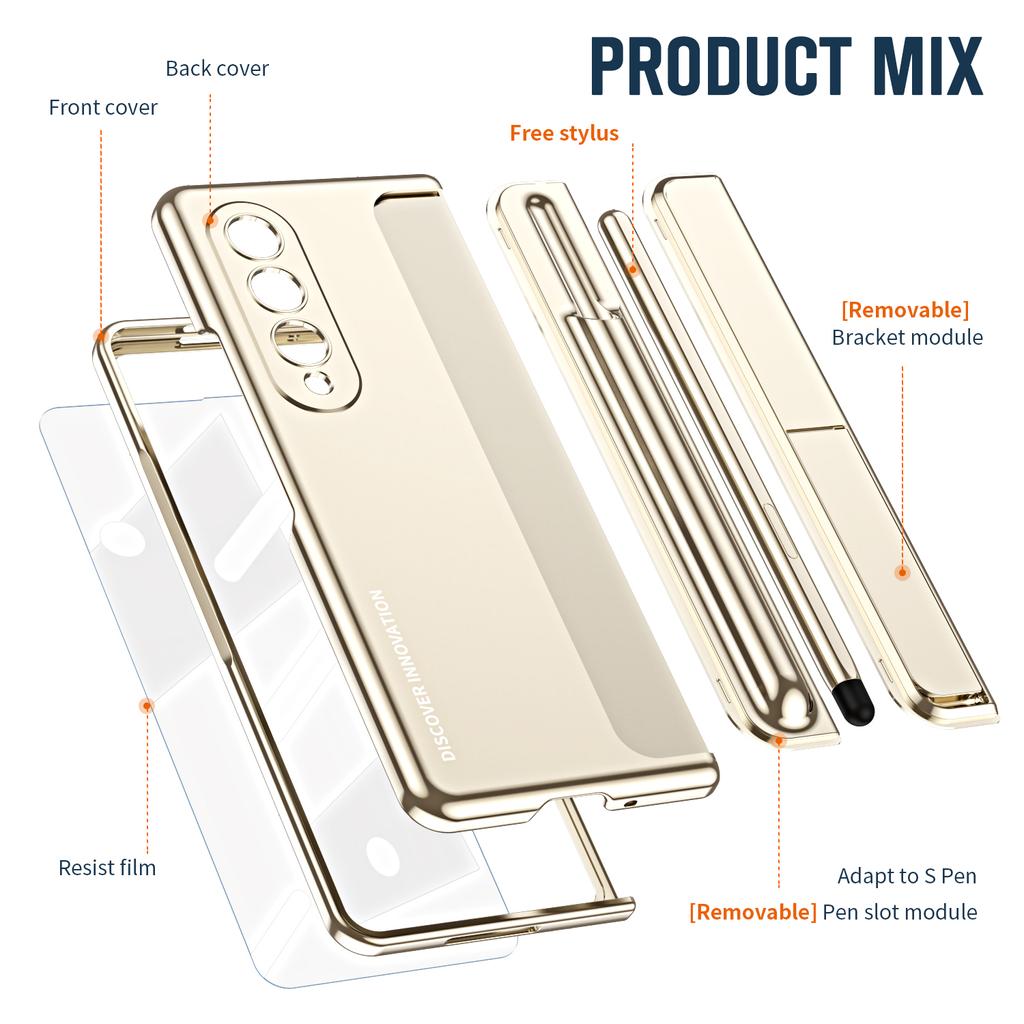 2 In 1 Modular Design With S Pen Removable Pen Holder Invisible Bracket Hard Pc Matte Cover For Samsung Galaxy Z Fold 4 Case