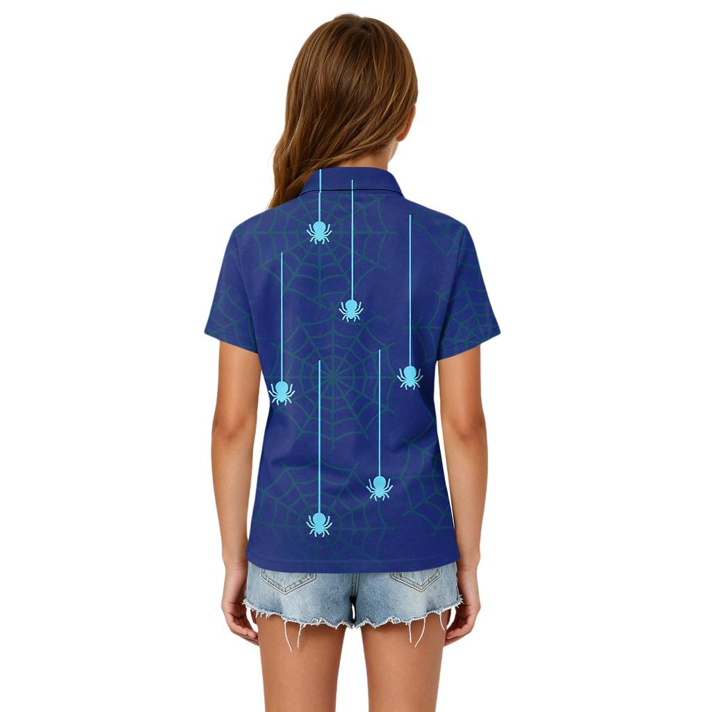 Girls' School Uniform Shirt with Halloween Print—Casual Formal T-Shirt