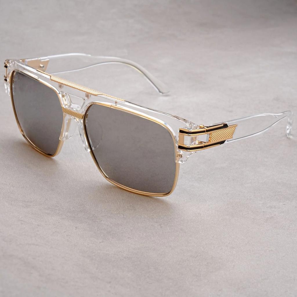 Occhiali da Sole da Uomo con Montatura Grande New Modern Retro Stile Ins Street Style Marca Grande Lenti Gradiente Cool per Uomo