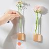 Decorative Wood Test Tube Vases With Magnetic Base Hydroponic Plant Display Vases Refrigerator Magnet For Home Decors