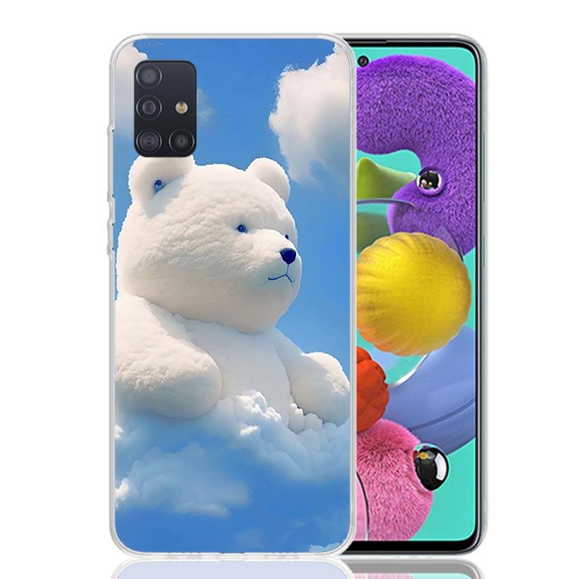 Sunny Clouds Teddy Bear Phone Case for Samsung Galaxy A52 A51 A50S A12 A22 A32 A72 A10S A30S A31 A71 Note 20 Ultra 10 Plus S10 G