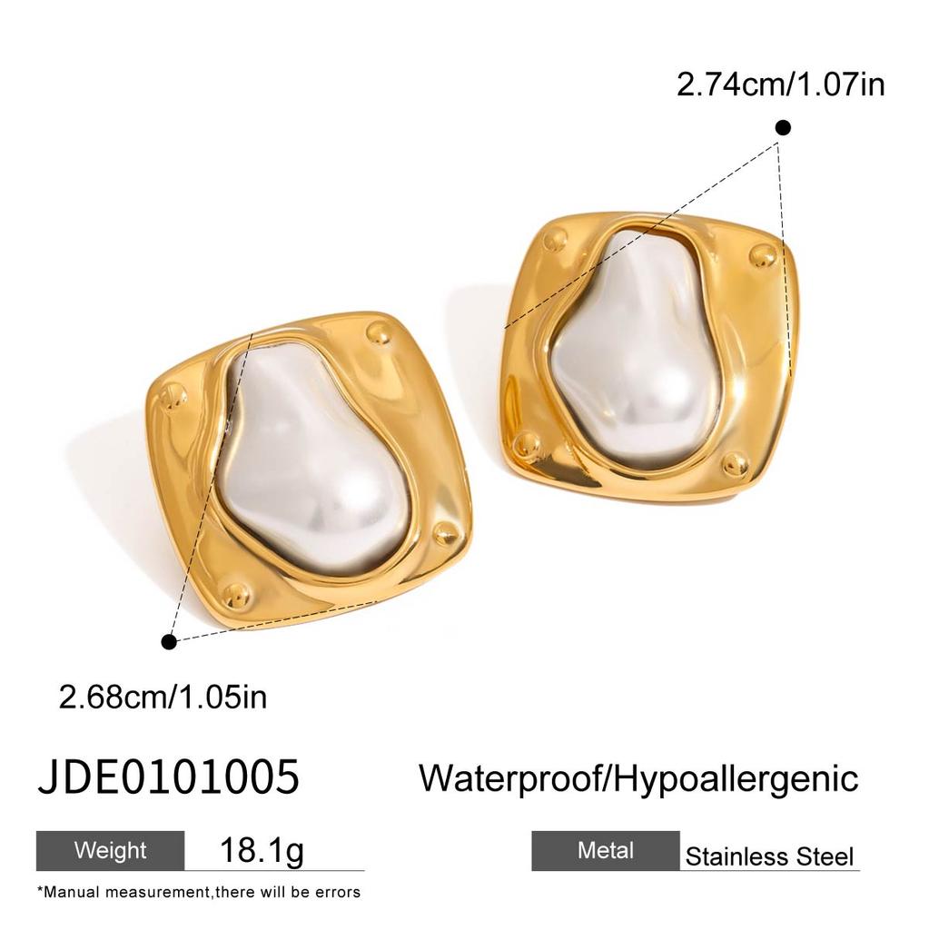 Youthway Elegant Minimalist Stainless Steel Irregular Baroque Imitation Zircon Earrings Necklace Rings Set Women Zircon Gift