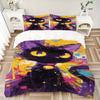 3pcs Colorful Cat Artwork Bedding Set - 1 Duvet Cover + 2 Pillowcases(Core Not Included), Machine Washable Polyester yy251216108