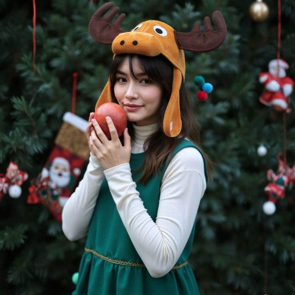 Scary Forest Deer Plush Reindeer Plush Hat Cosplay Deer Head Hat Halloween Gift for Kids