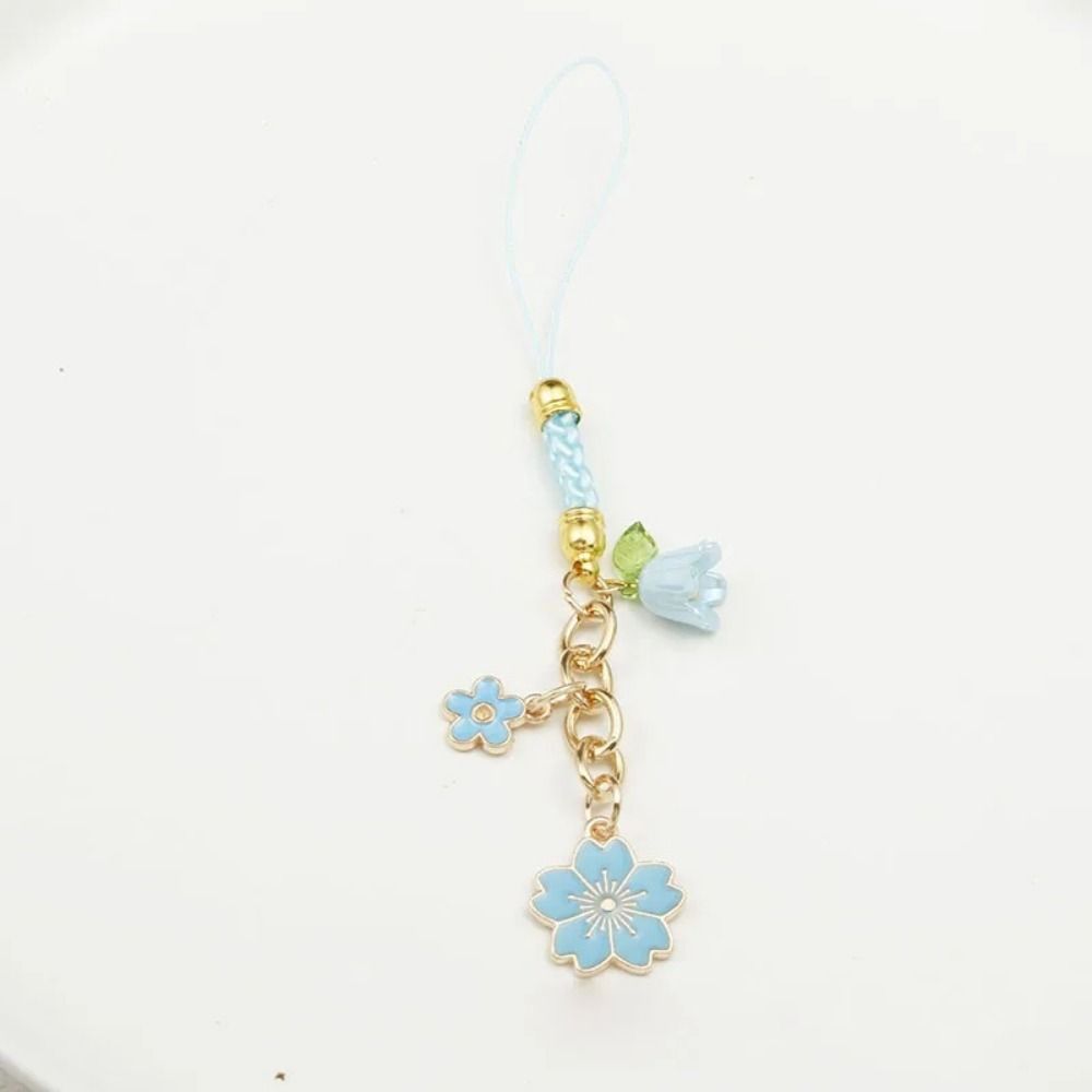 Short Style Mobile Phone Case Keychain Sakura Flower Phone Lanyard Mobile Phone Lanyard  Car Key
