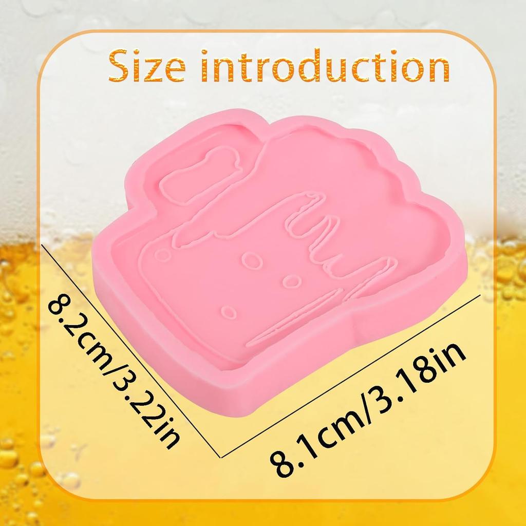 2 Pcs Creative Beer Shape Silicone Molds, Cute Beer Cup Fondant Mold, For Kitchen Baking, Candy, Biscuits, Chocolate, Cake Decoration, Chewing Gum,