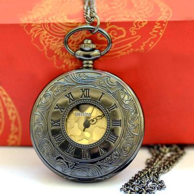 Große Quarz-Taschenuhr-Halskette mit römischen Ziffern