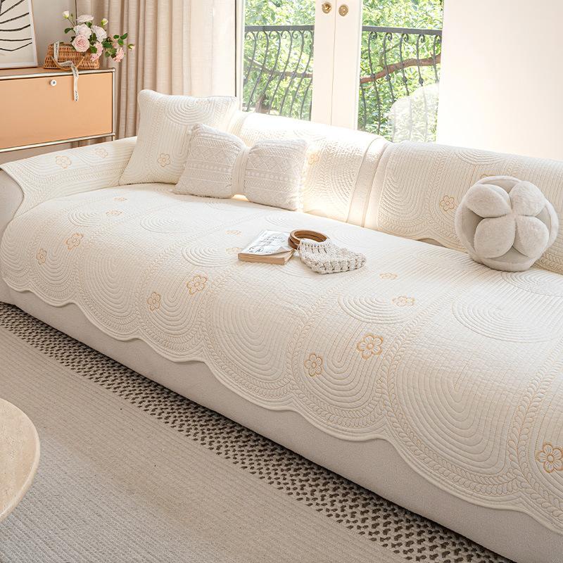 

Крем-ветер подушка для дивана универсальная для всех сезонов 2025 новый прямой ряд летняя подушка для сиденья пододеяльник ткань полотенце фиксированный нескользящий чехол 70*70cm