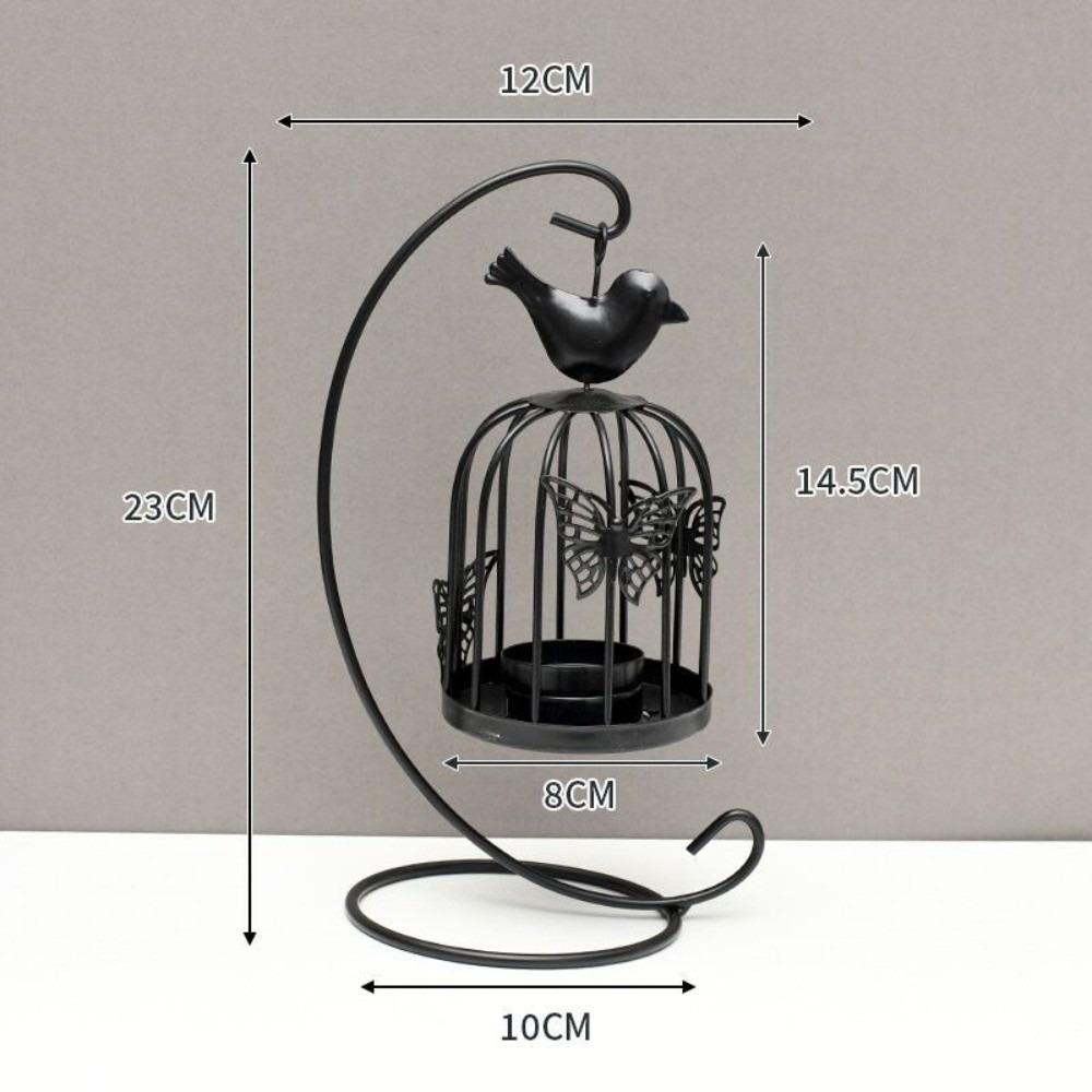 Iron Hanging Candlestick Leaves Cage Shaped Hollow out Candlelight Dinner Props Decoration Candle Stand