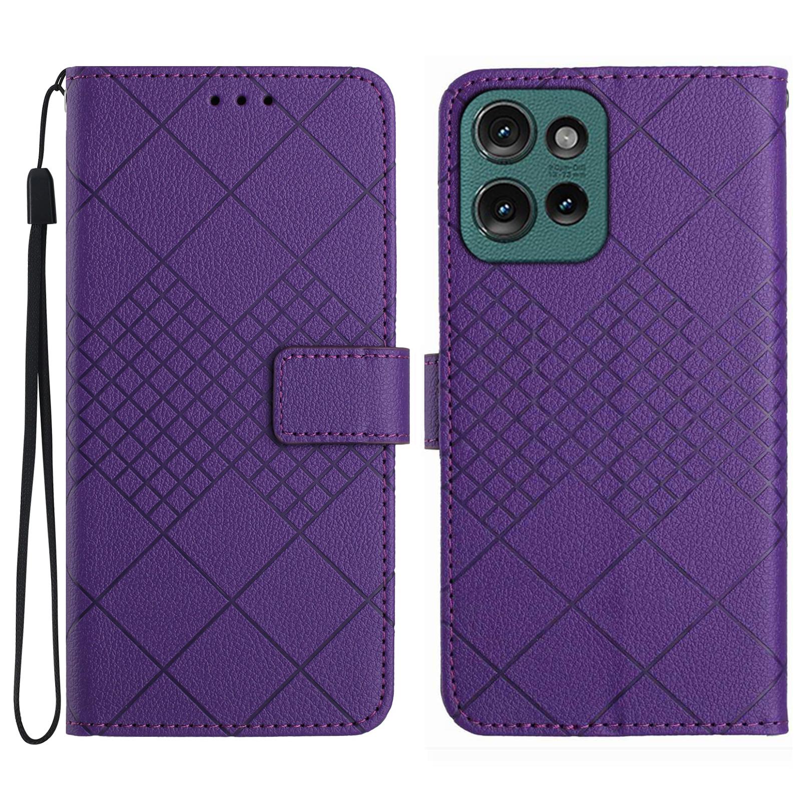 

HT06 For Motorola Moto G75 5G Wallet Phone Case Imprint PU Leather Flip Folio Cover A