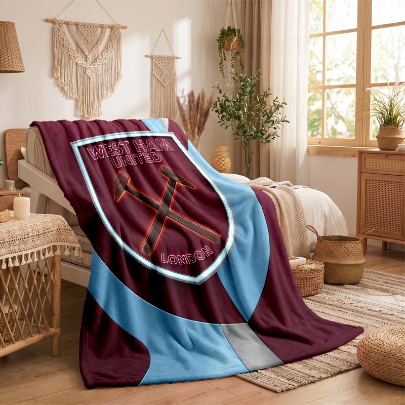 Coperta in Flanella con Stampa West Ham United Calcio Morbida Calda Coperta da Divano Letto per Casa Ufficio Camera da Letto