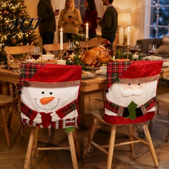 Decorative Chair Slipcovers for Hotels Christmas Dining Cover, Washable Seat Protector, Santa Snowman Covers Leisure Chairs Deer Slipcover Home