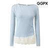 Drapeneck Lace Contrast Knit Gq3kp018f