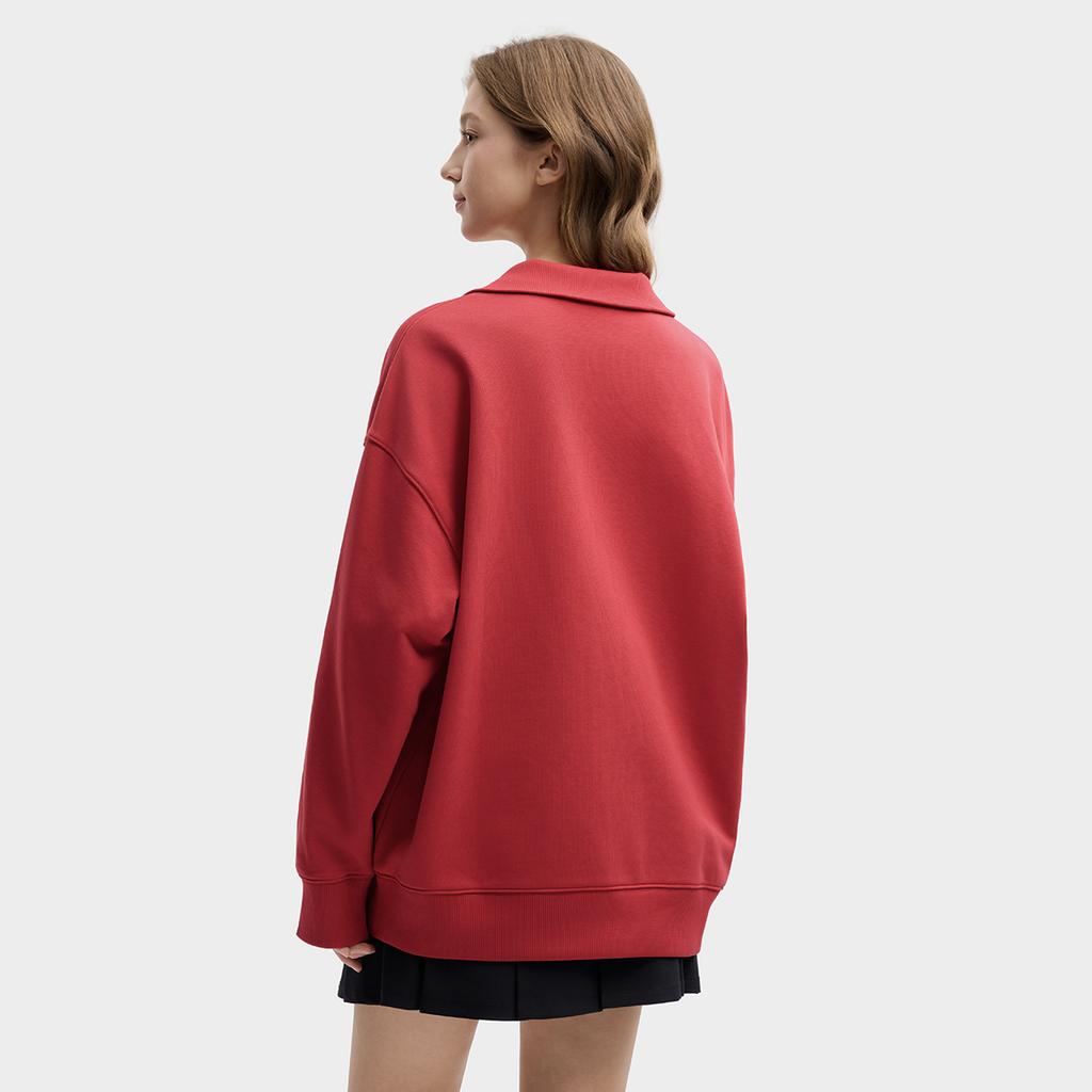 Fila Original Peony Half-Zip Classic Vintage Minimalist Casual Comfortable Versatile Sweatshirt Unisex Sweatshirt Red F51U619204FRD