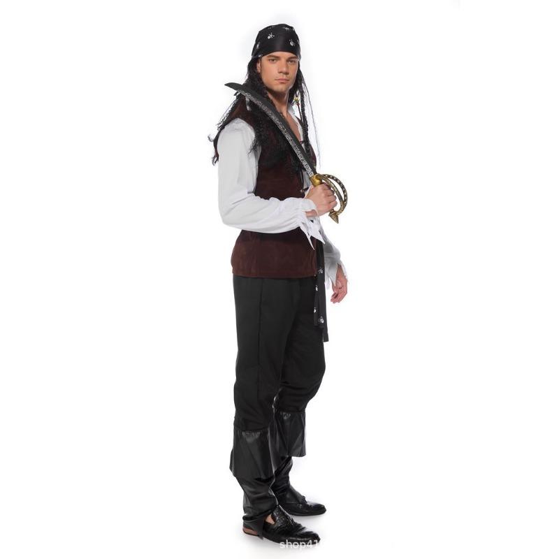 Men Pirate Captain Cosplay Costume Jack Sparrow Style for Halloween Masquerade