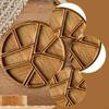 Divided Wood Serving Tray,Round Candy Board Appetizers Nuts Dish Food Platter for Kitchen