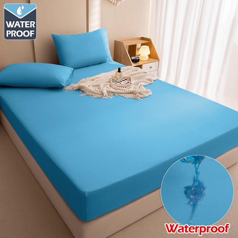 Safe Waterproof Mattress Cover Soft Comfortable Breathable Bed Cover With Elastic Band Fit Machine Washable Single Double Size