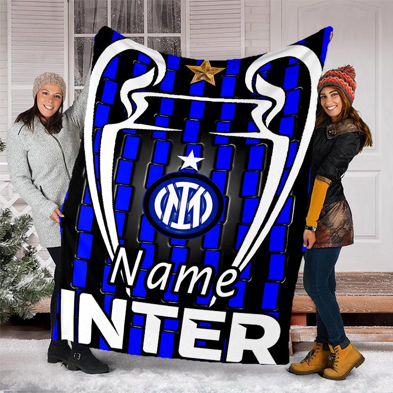 Personalized Custom Name Blanket - Inter Milan Print Design,Blanket for Sofa,Bed,Travel,Camping - Soft and Warm, Great Gift