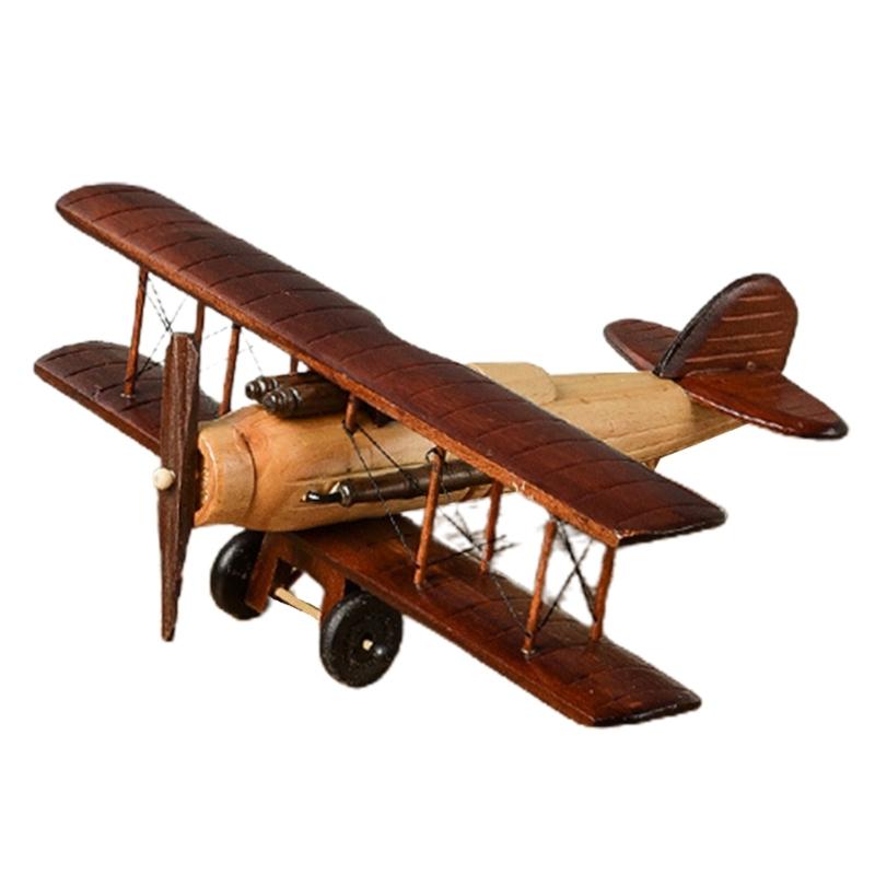Handmade Wooded Air Plane Model Ornament Living Room Desktop Creative Decoration
