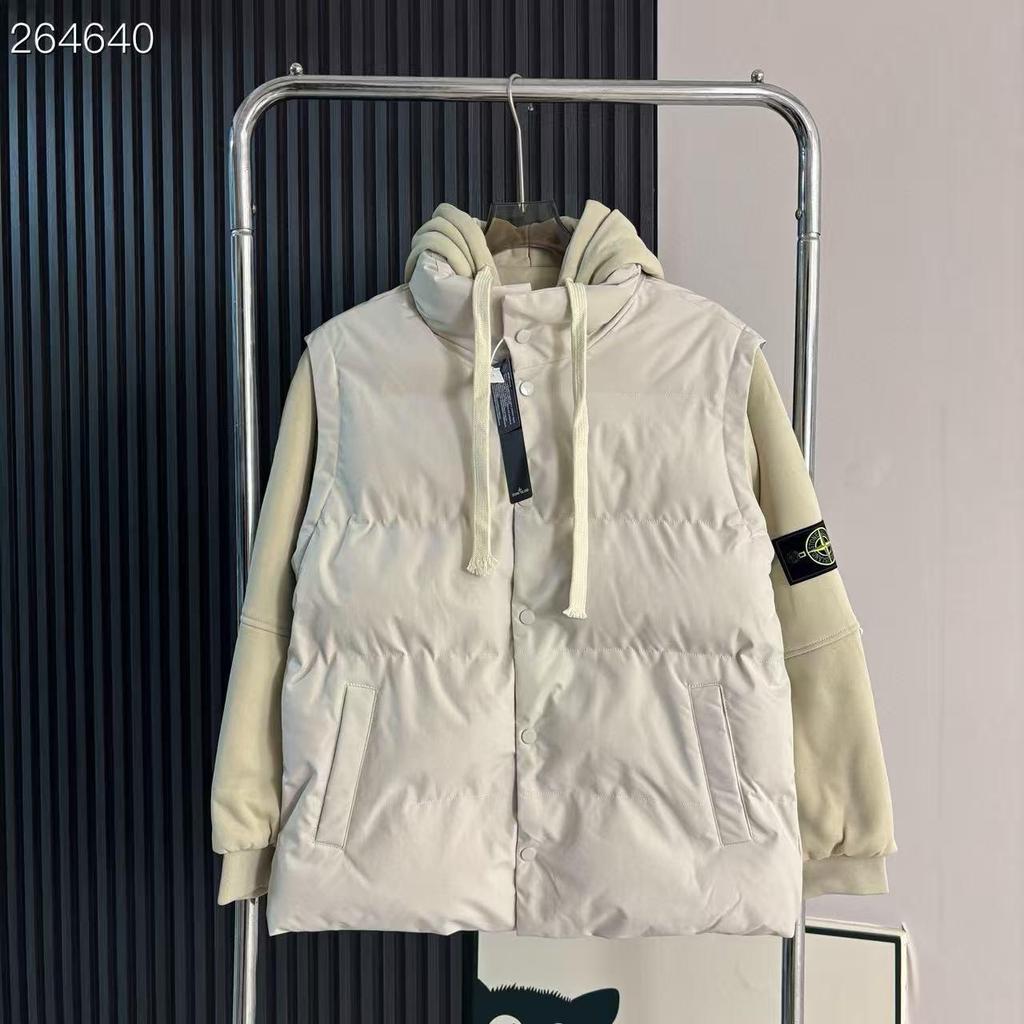 Jachetă din bumbac cu glugă, piesă dublă Stone Island, cu emblemă pe mânecă