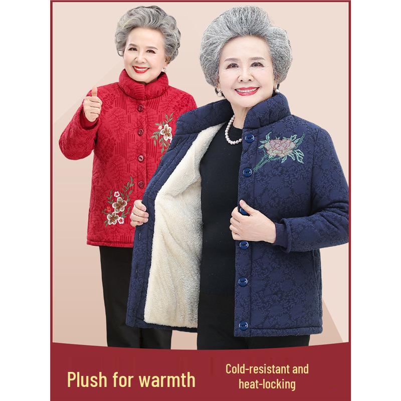 Damen Winterjacke aus Baumwolle mit Samt für Mittelalte und Ältere