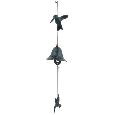 Metallenes Windspiel in Vogelform zum Aufhängen – Dekoration für Haus, Garten und Terrasse (Grün)